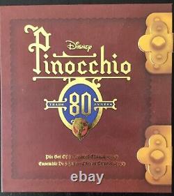 Disney Pinocchio Pin Set Limited Edition 5 Pins 80th Anniversary New Boxed LE