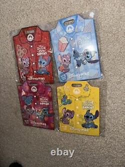 Disney Pins Limited Edition Stitch Attacks Snacks Jan Feb Mar April NEW FULL SET