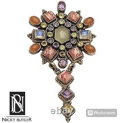 Large Nicky Butler Limited Edition Sterling Silver Multi Gemstone Pin Pendant
