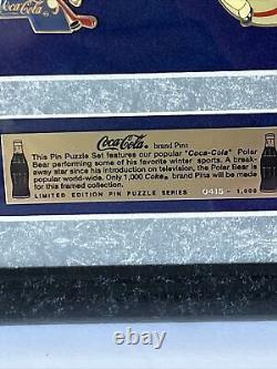 Limited Edition Coca Cola Pin Set Polar Bear Framed 21.5x9 Puzzle #415/1000