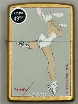 Limited Edition Vintage 1999 Petty Pin Up Girl Bunny On Skates Zippo Lighter NEW